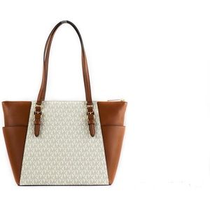 Michael Kors Charlotte signature large top zip tote two tone. Perfect for spring